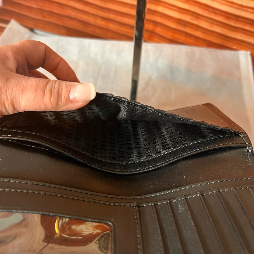 Kate Spade Black Pebbled Leather Long Wallet, snap close, 18 cc slots, 1 ID slot - Picture 8 of 15
